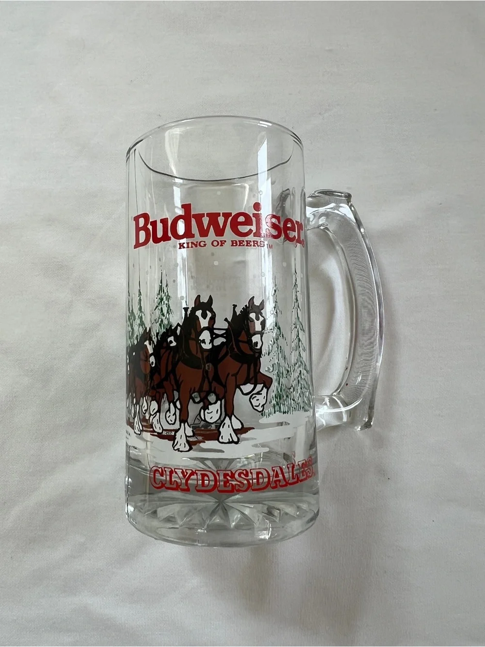 Vintage 1992 Budweiser Clydesdales Glass Beer Mug